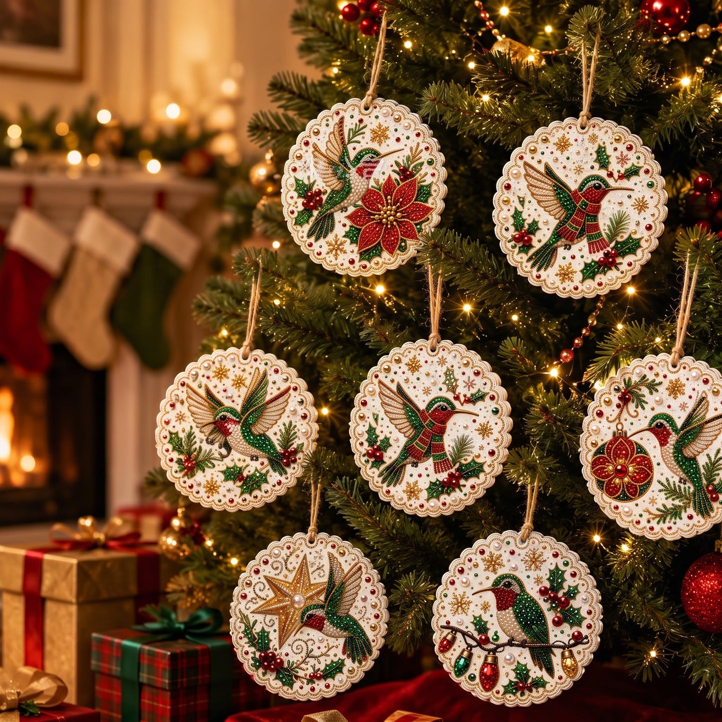 🔥Limited time 70% OFF - 🎅✨SET 6PCS Christmas Hummingbird Art Diamond Painting Kit