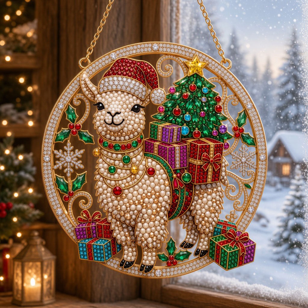 Christmas Llama Diamond Art Hanging Ornament Kit