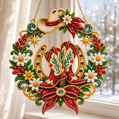 Western Cowgirl Boots Diamond Art Hanging Ornament Kit