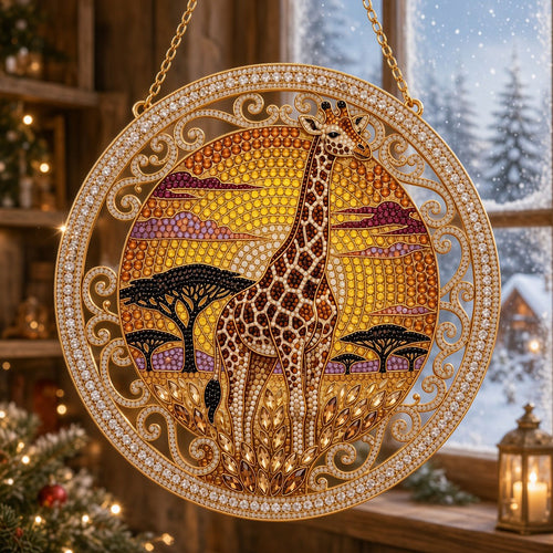 African Safari Giraffe Diamond Art Hanging Ornament Kit
