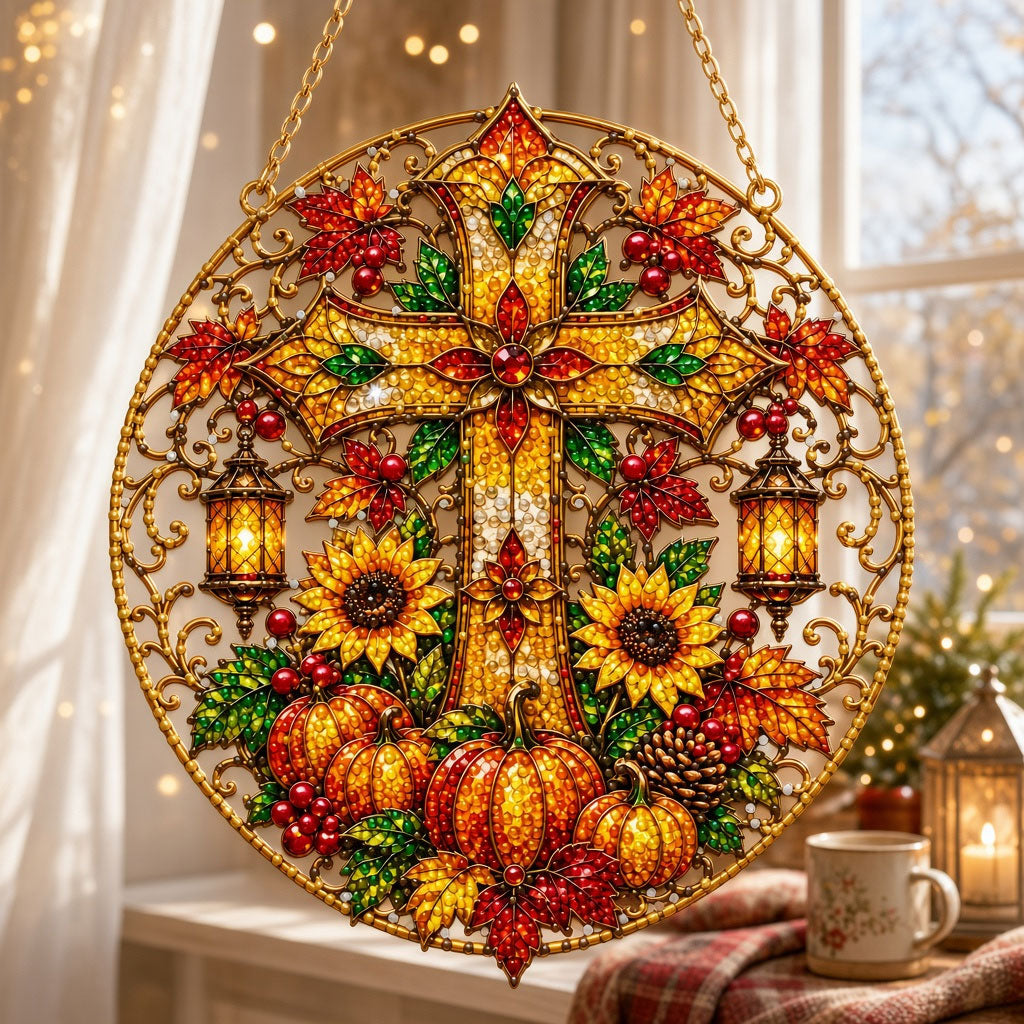 Fall Blessings Cross Diamond Art Hanging Ornament Kit