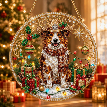 Christmas Cowboy Dog Diamond Art Ornament Kit – Sparkling DIY Western Holiday Decor
