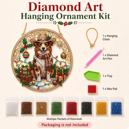 Christmas Cowboy Dog Diamond Art Ornament Kit – Sparkling DIY Western Holiday Decor