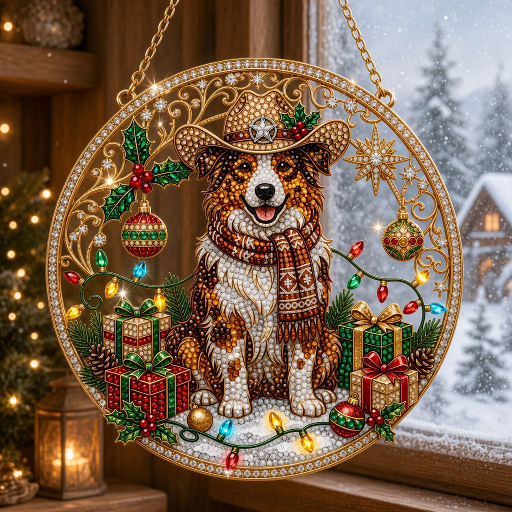 Christmas Cowboy Dog Diamond Art Ornament Kit – Sparkling DIY Western Holiday Decor