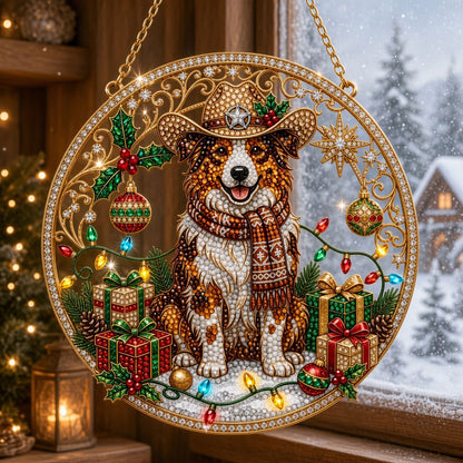 Christmas Cowboy Dog Diamond Art Ornament Kit – Sparkling DIY Western Holiday Decor