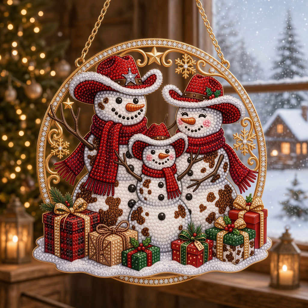Christmas Snowman Family Diamond Art Hanging Ornament Kit