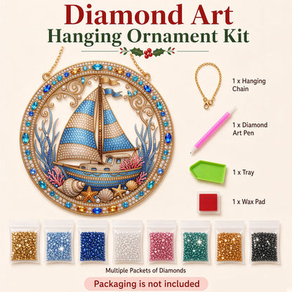 Ocean Sailboat Diamond Art Hanging Ornament Kit