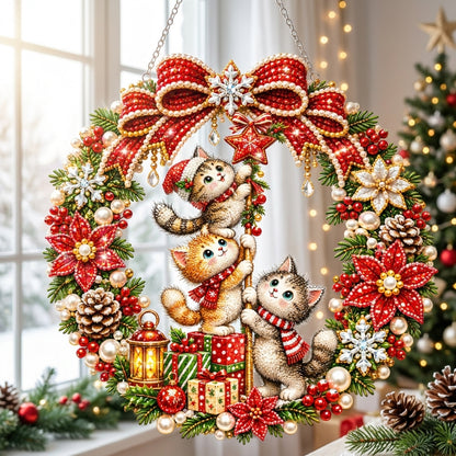 Three Christmas Kittens Diamond Art Hanging Ornament Kit