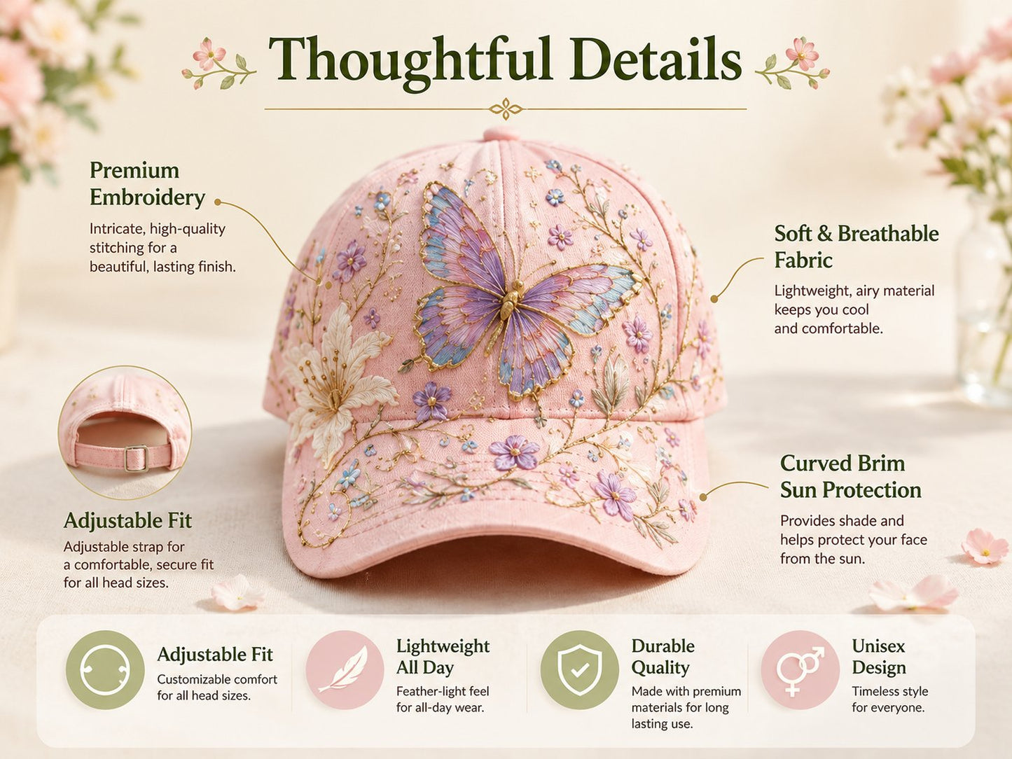 🔥LAST DAY – 60% OFF 🌸🌿 Garden Morning XR2307001CL Cap