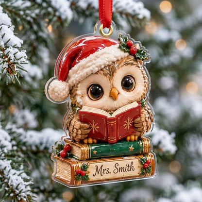 Personalized Owl Reading XR1710043CL Christmas Ornament