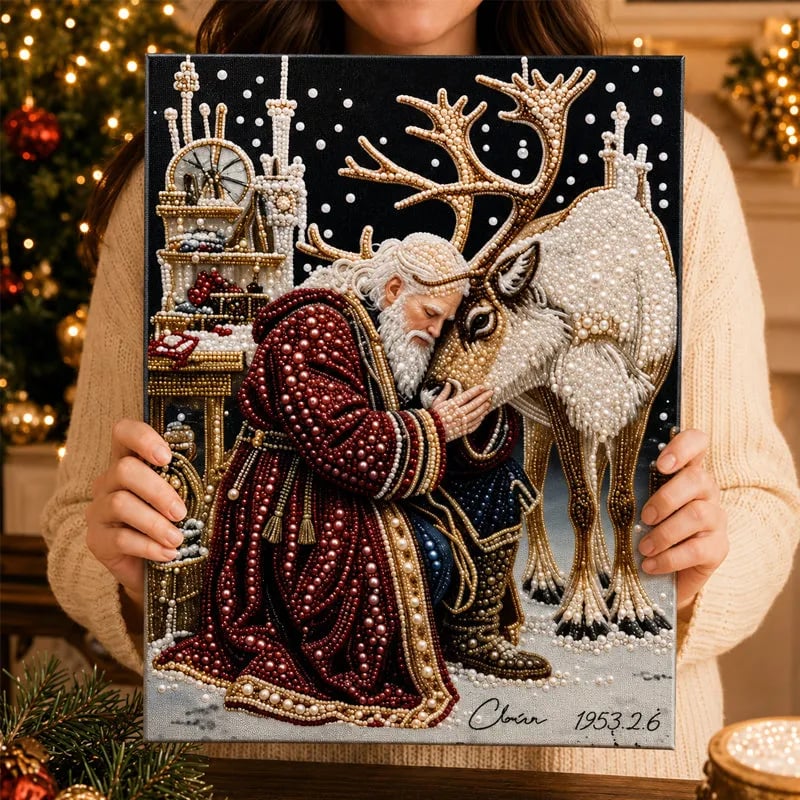 🎅🎄 Premium 3D Pearl Christmas Reindeer Diamond Painting Art Kit