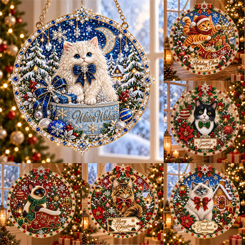 🔥Limited time 70% OFF - ✨Cat Christmas Pearl Diamond Art Hanging Ornament Kit