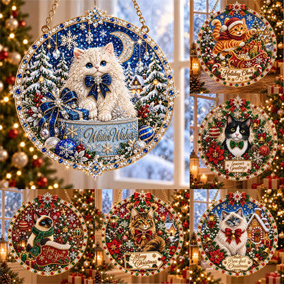 🔥Limited time 70% OFF - ✨Cat Christmas Pearl Diamond Art Hanging Ornament Kit