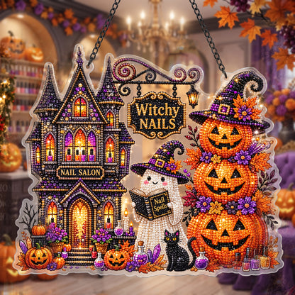 🔥HOT SALE 70% OFF - 🎃✨ Halloween Diamond Art Ornament Kit – Sparkling DIY Window Hanging Decor