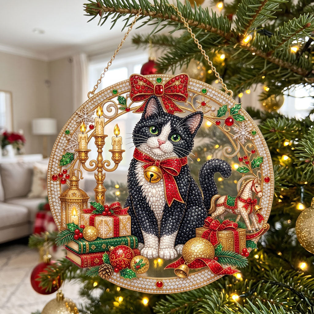 Christmas Black Cat Diamond Art Hanging Ornament Kit