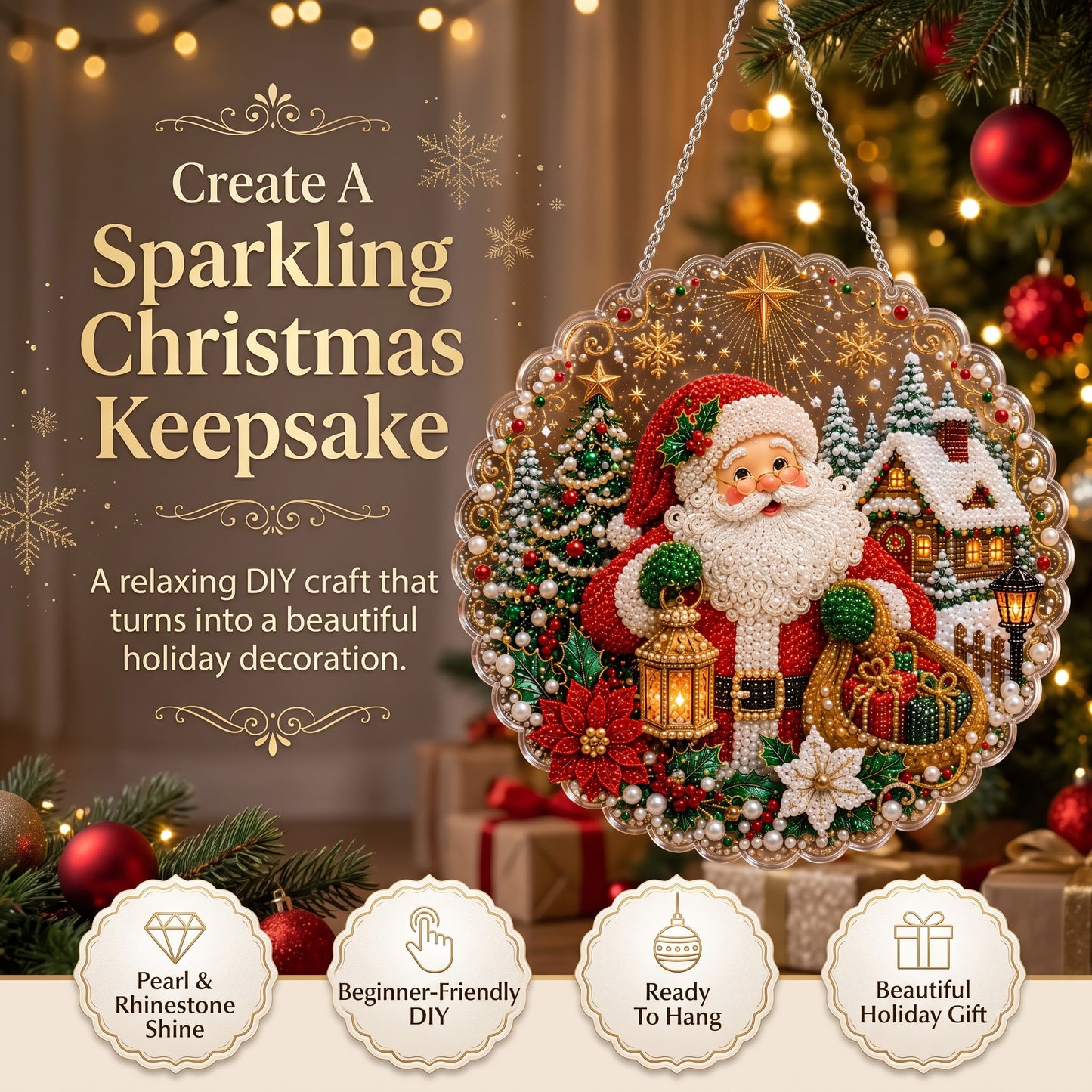 🔥Limited time 70% OFF - 🎅✨DIY Christmas Pearl Diamond Art Hanging Ornament Kit