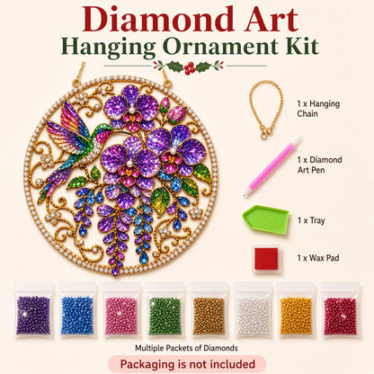 Enchanted Purple Orchids Diamond Art Hanging Ornament Kit