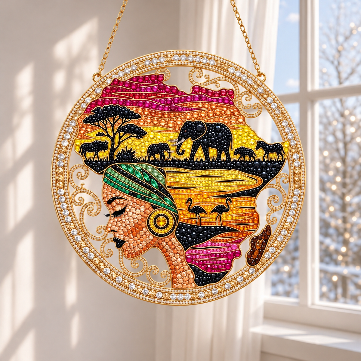 African Safari Sunset Diamond Art Hanging Ornament Kit