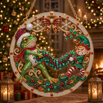 Christmas Frog & Elf Diamond Art Hanging Ornament Kit
