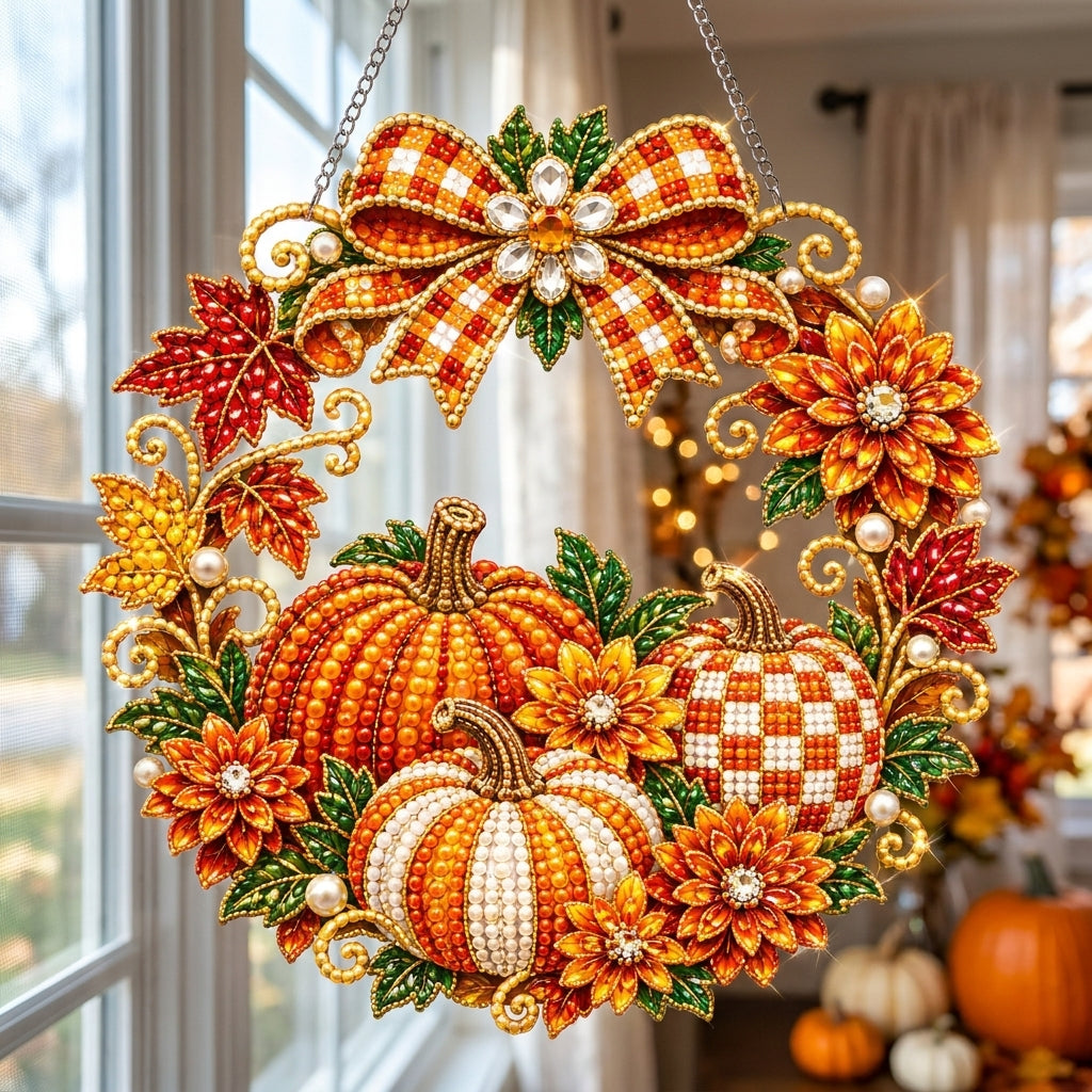 Autumn Pumpkin Wreath Diamond Art Hanging Ornament Kit
