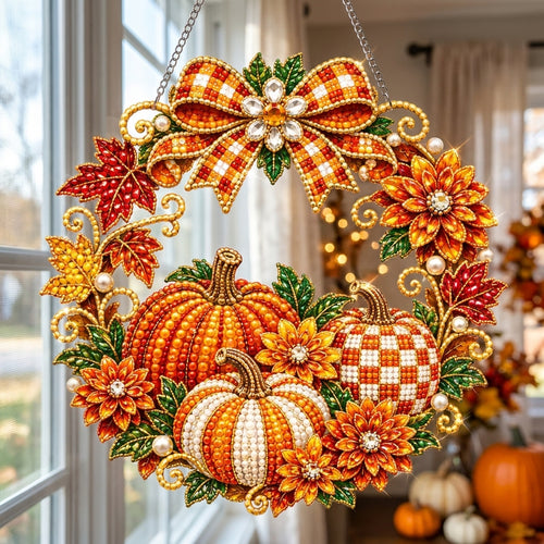 Autumn Pumpkin Wreath Diamond Art Hanging Ornament Kit