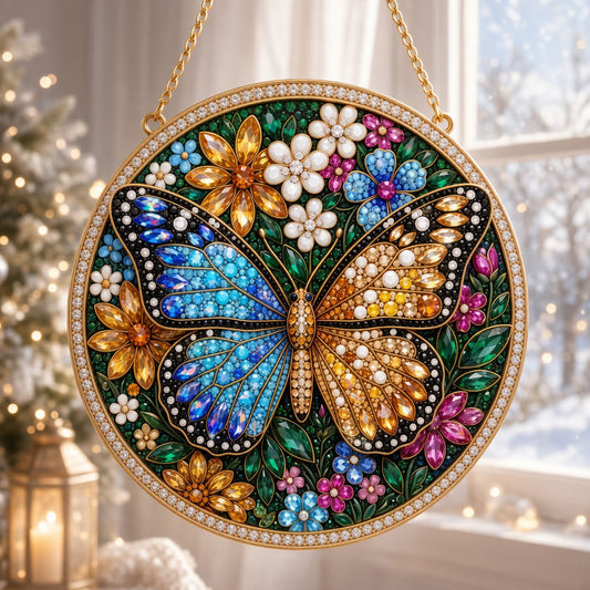 Colorful Floral Butterfly Diamond Art Hanging Ornament Kit