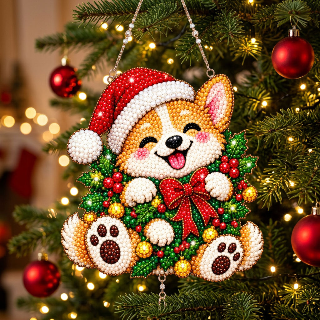 Christmas Corgi Diamond Art Hanging Ornament Kit