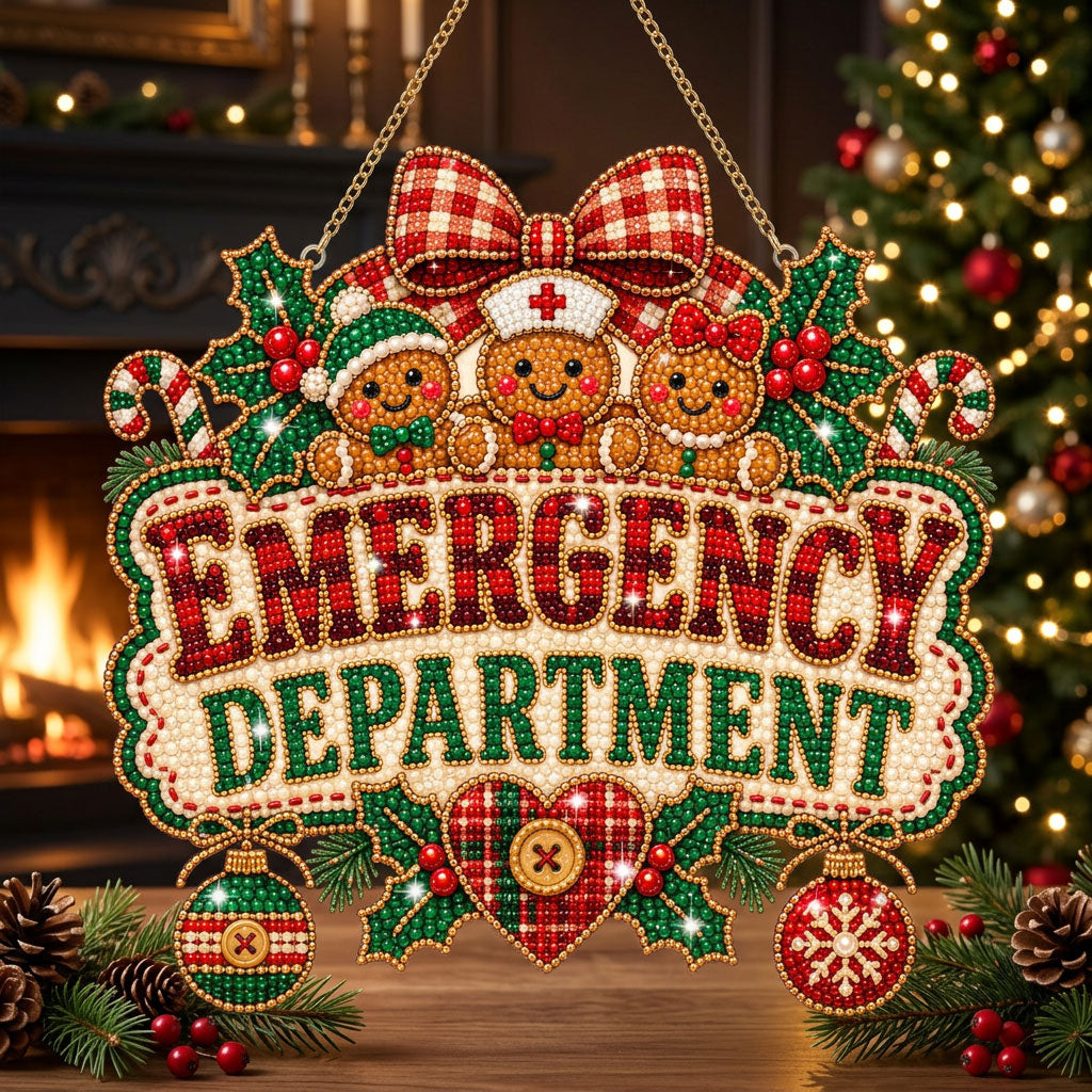 Gingerbread Emergency Department Diamond Art Hanging Ornament Kit