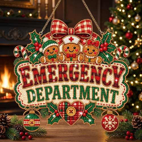 Gingerbread Emergency Department Diamond Art Hanging Ornament Kit