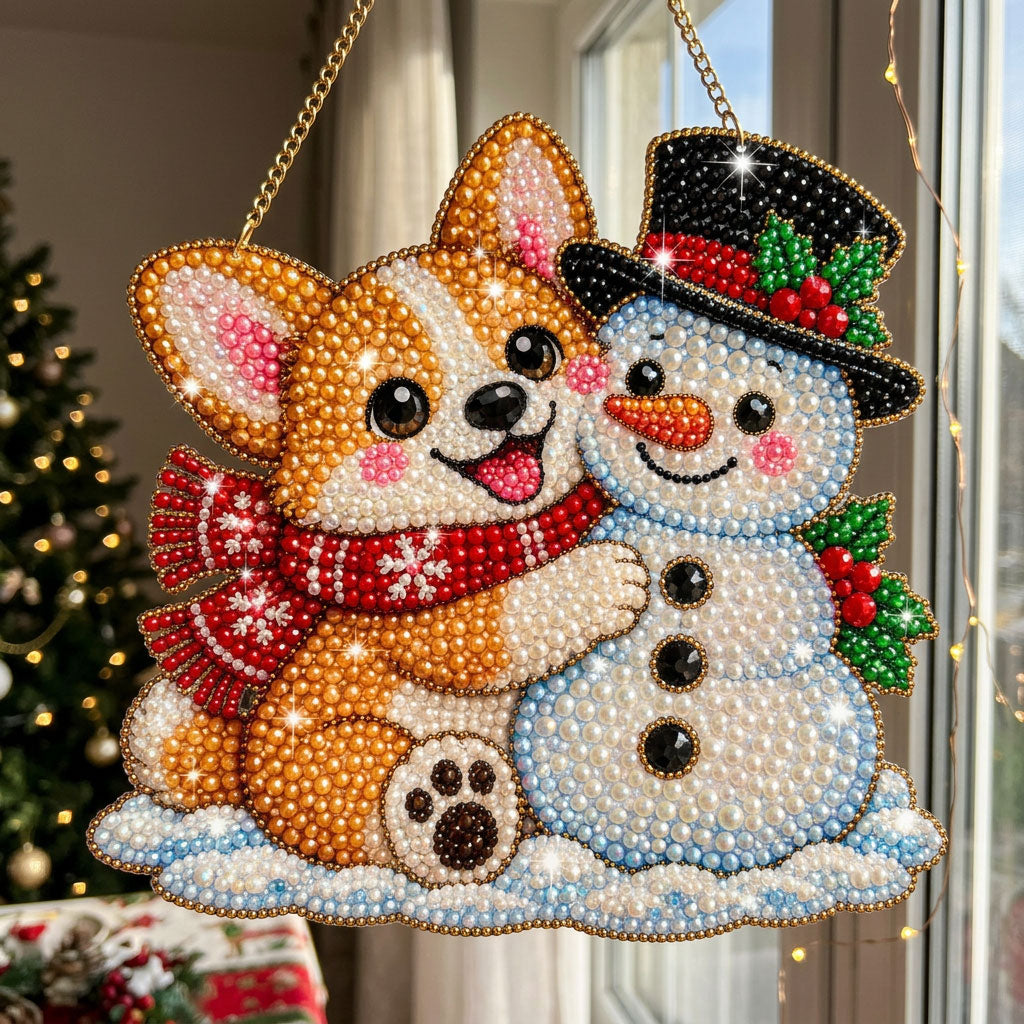 Christmas Corgi Diamond Art Hanging Ornament Kit