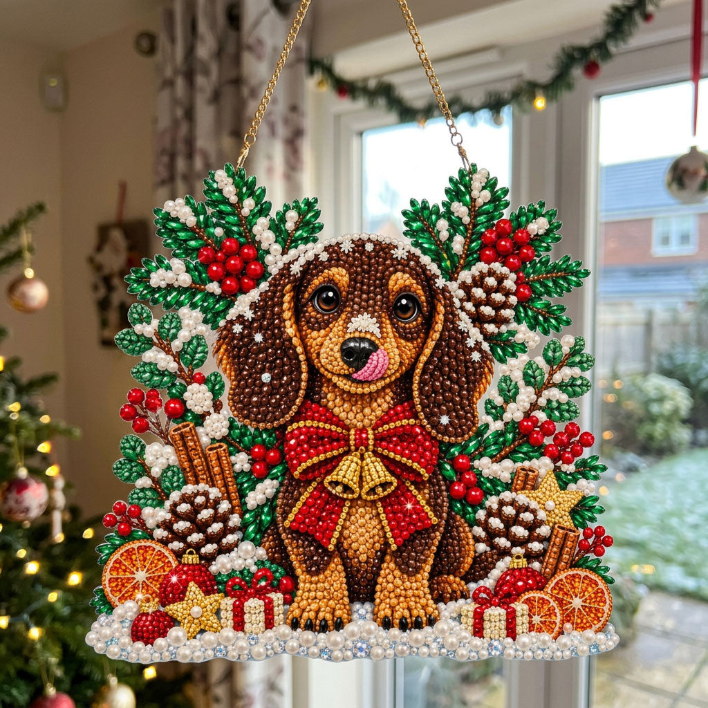 Christmas Dachshund Diamond Art Hanging Ornament Kit
