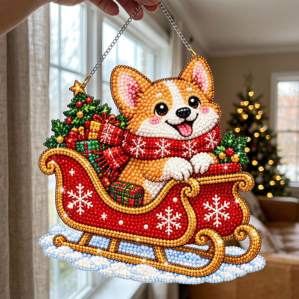 Christmas Corgi Diamond Art Hanging Ornament Kit