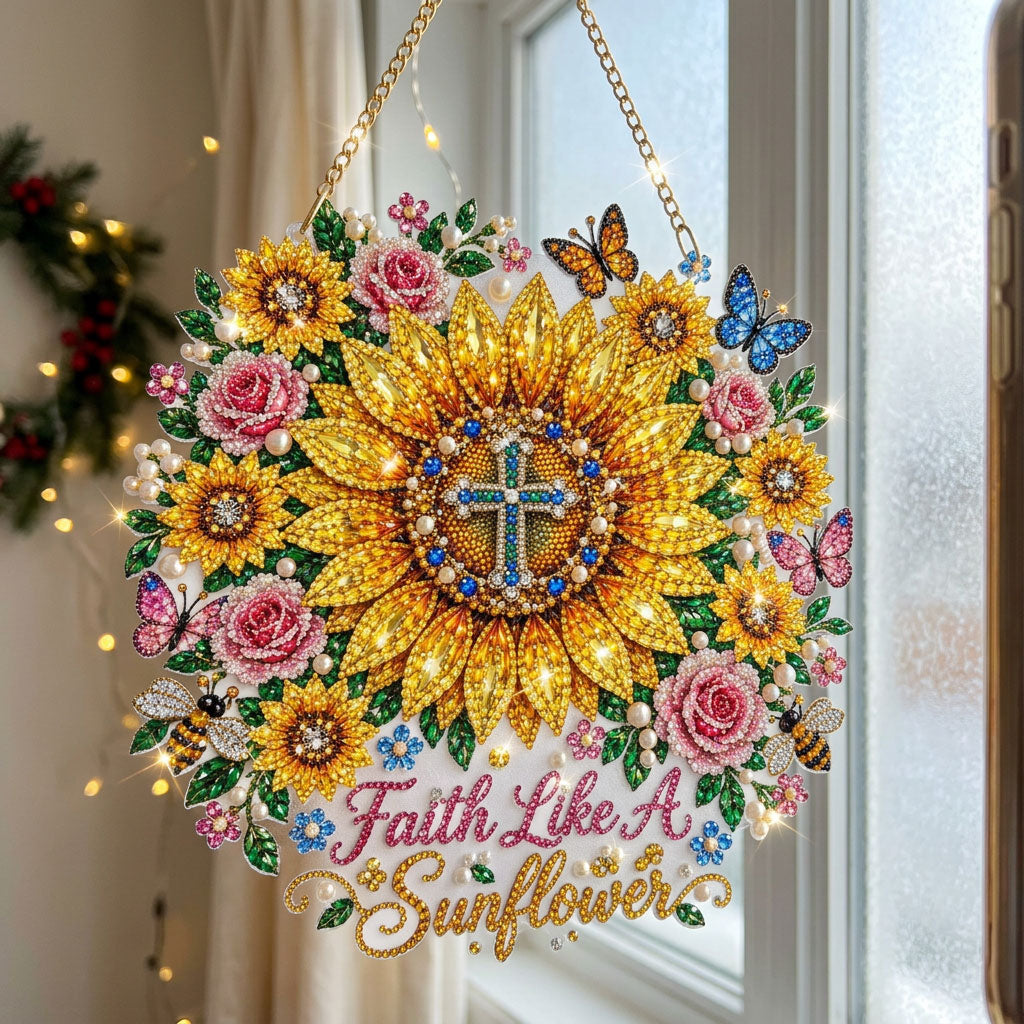 Faith Like a Sunflower Diamond Art Hanging Ornament Kit