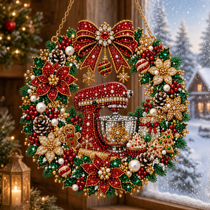 Christmas Baking Mixer Wreath Diamond Art Hanging Ornament Kit
