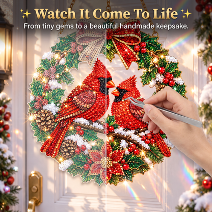🔥Limited time 70% OFF🔥 Cardinal Suncatcher Diamond Art Hanging Ornament Kit