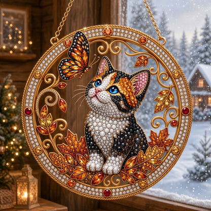 Autumn Calico Cat Diamond Art Hanging Ornament Kit