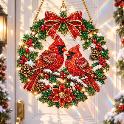 🔥Limited time 70% OFF🔥 Cardinal Suncatcher Diamond Art Hanging Ornament Kit