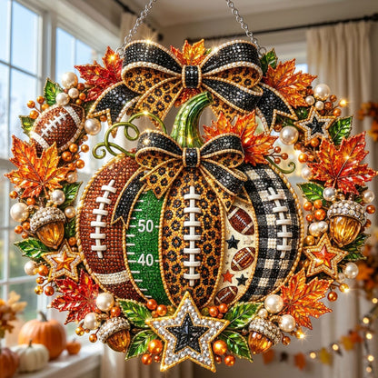 Football Pumpkin Wreath Diamond Art Hanging Ornament Kit