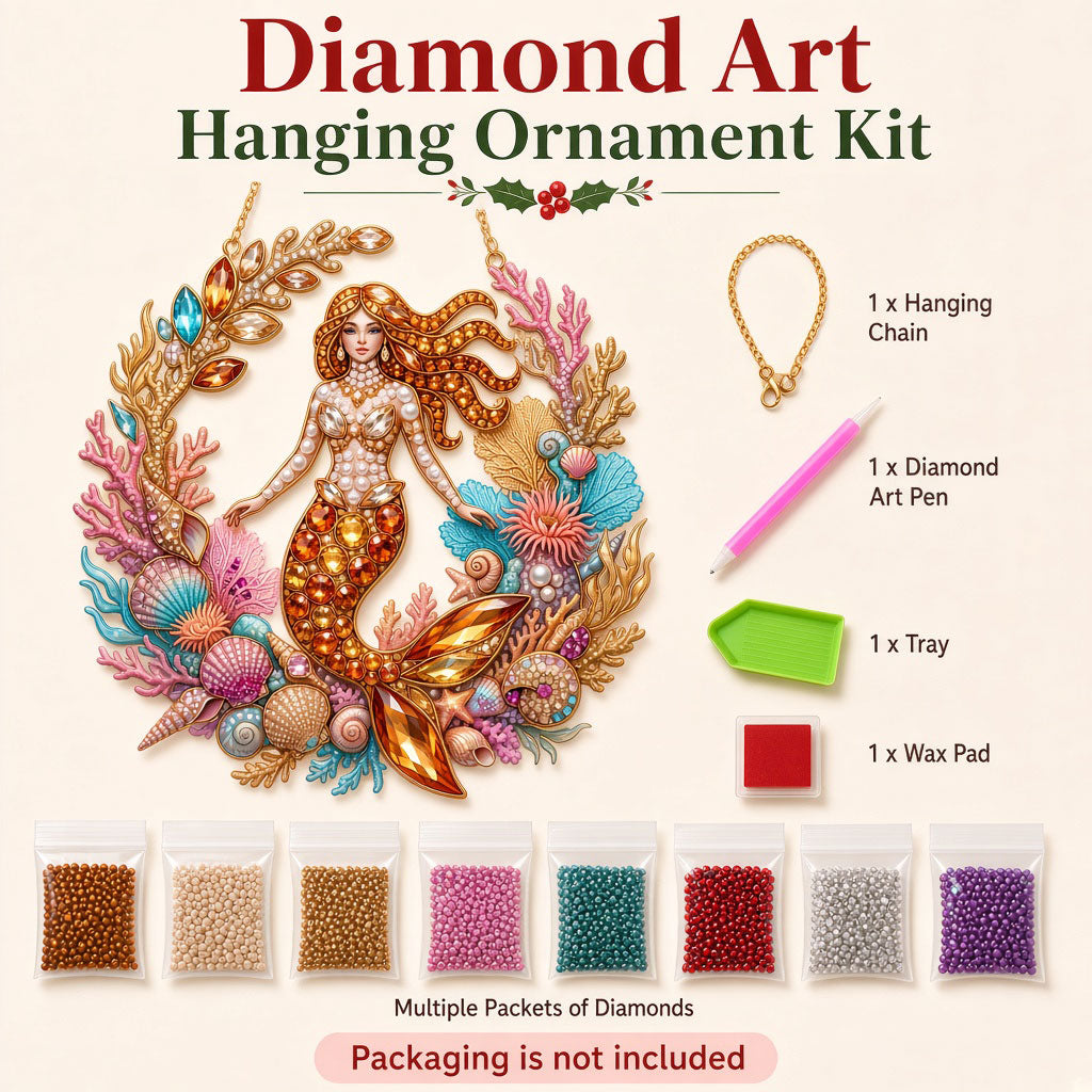 Golden Mermaid Coral Reef Diamond Art Hanging Ornament Kit