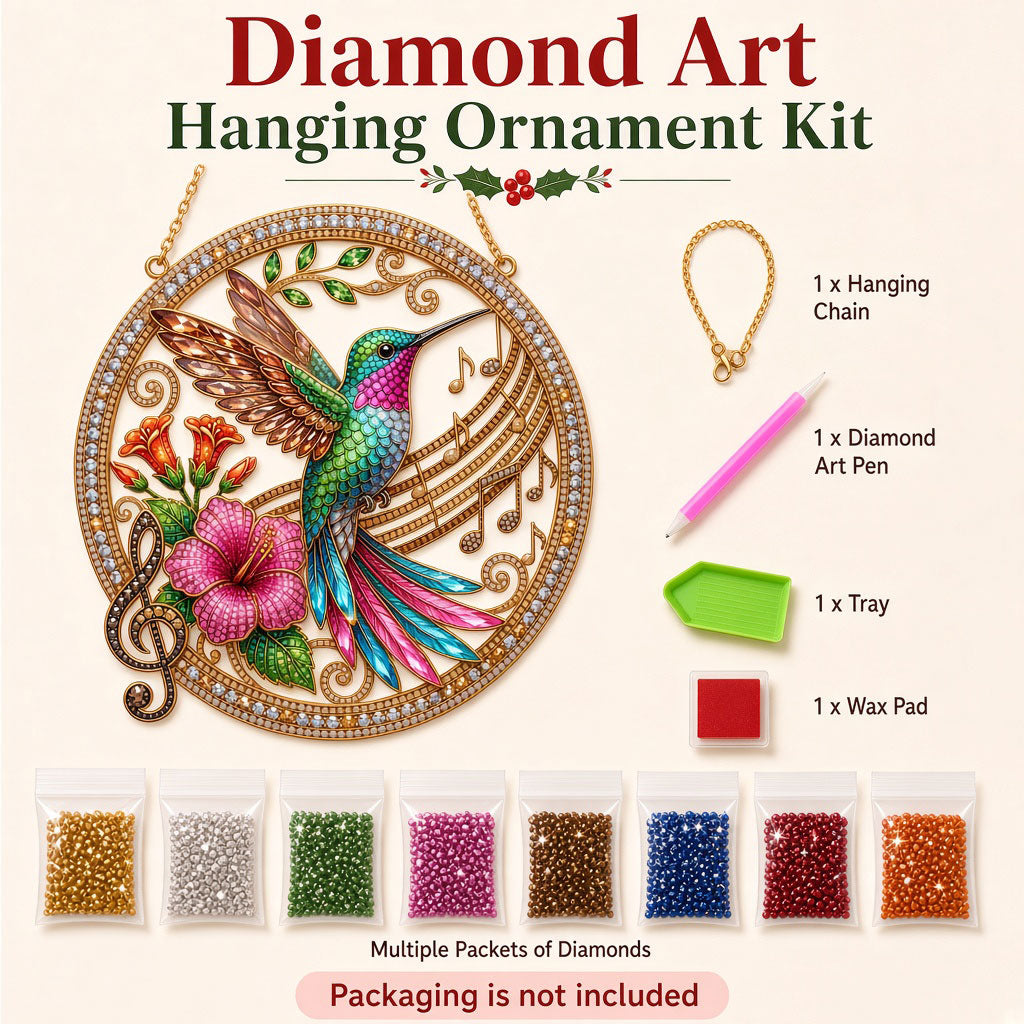 Musical Hummingbird Diamond Art Hanging Ornament Kit