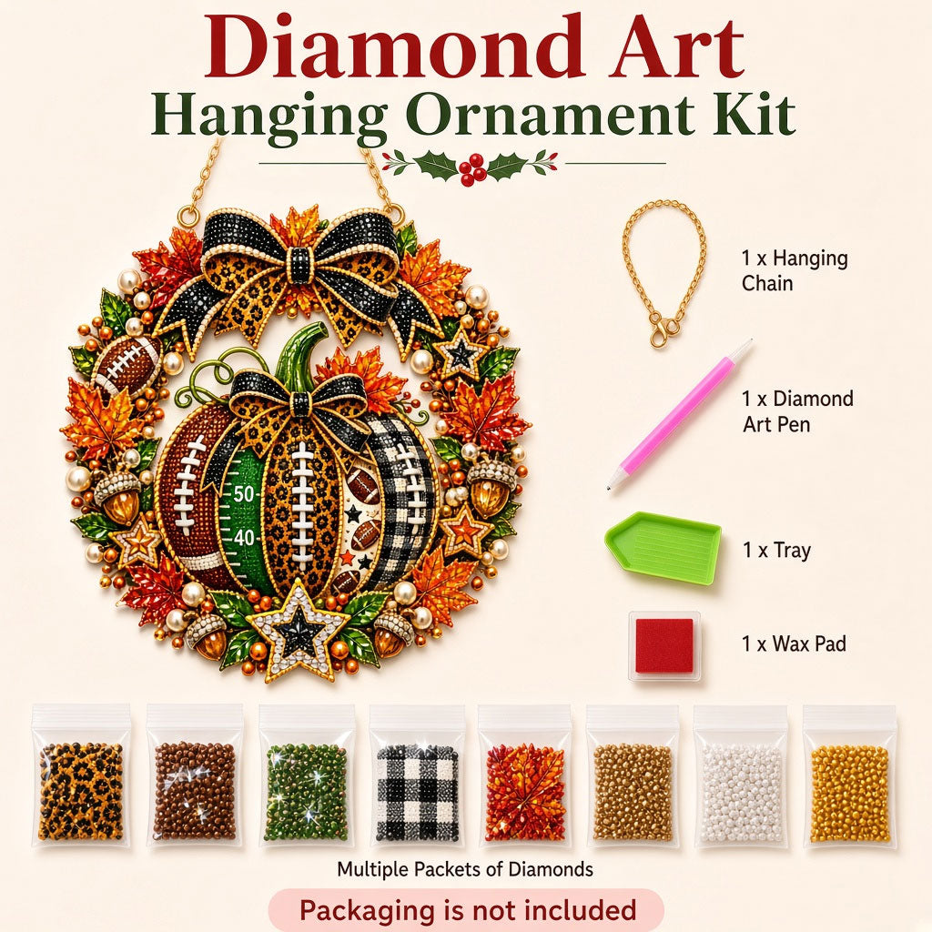 Football Pumpkin Wreath Diamond Art Hanging Ornament Kit