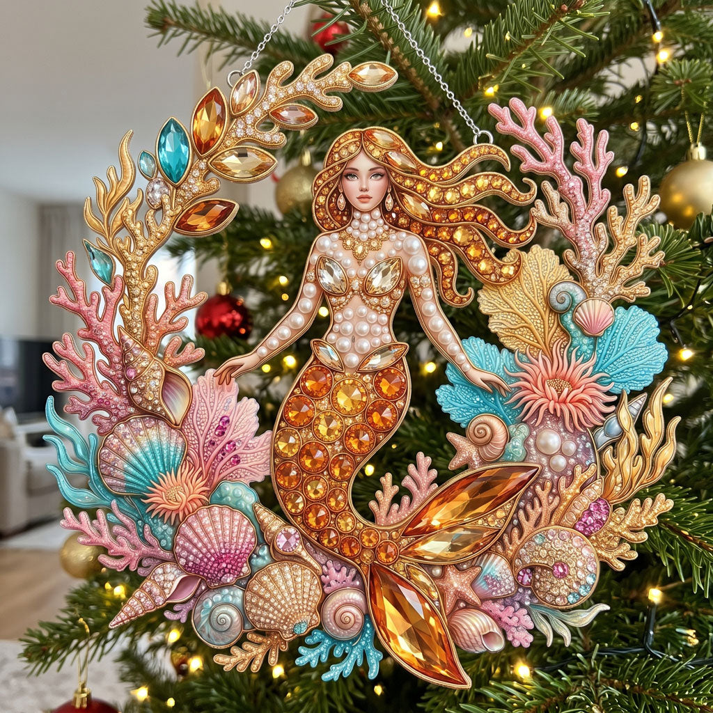 Golden Mermaid Coral Reef Diamond Art Hanging Ornament Kit