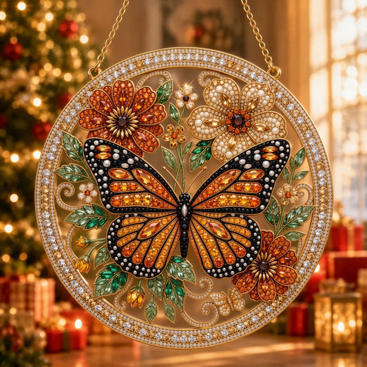Monarch Butterfly & Wildflowers Diamond Art Hanging Ornament Kit