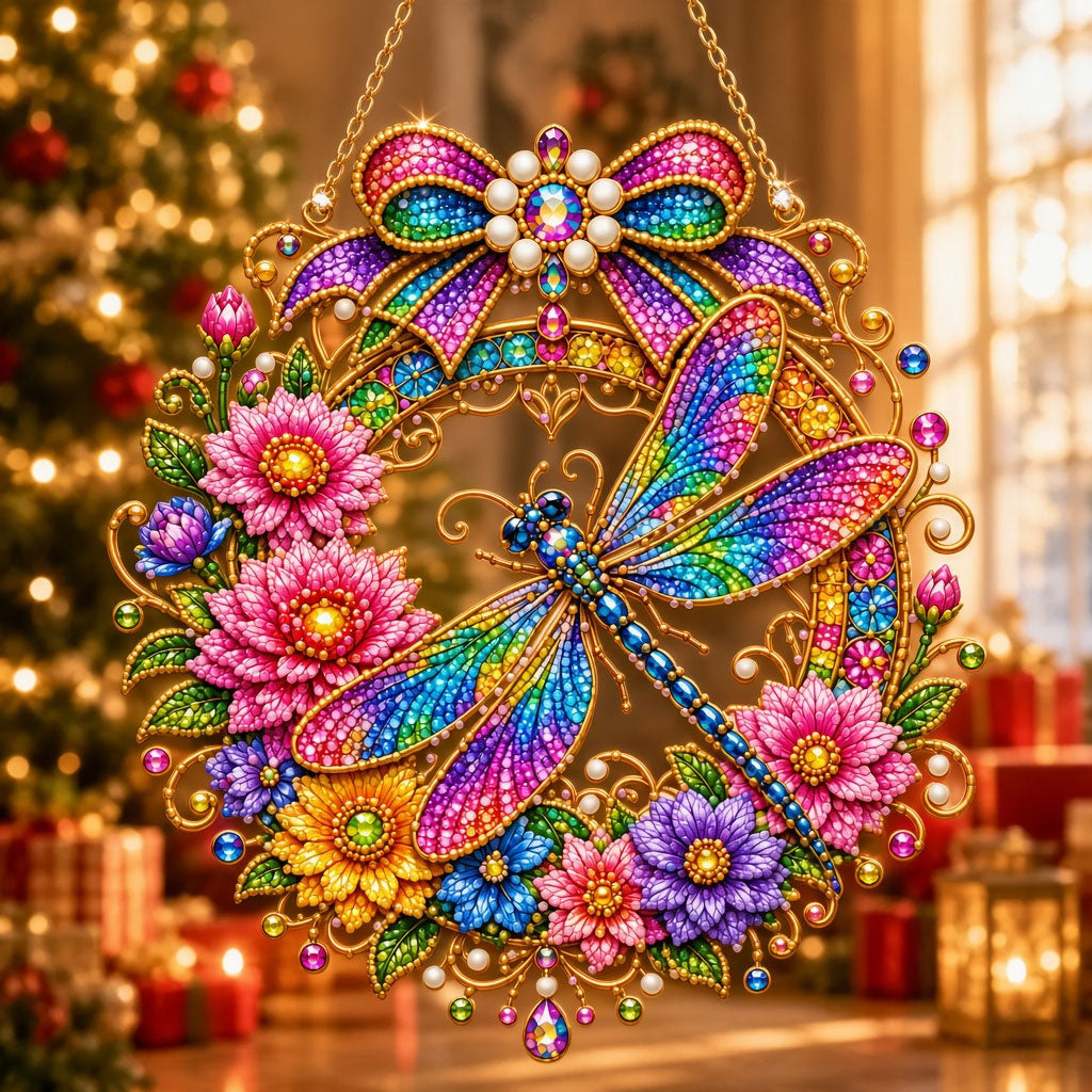 Rainbow Dragonfly Diamond Art Hanging Ornament Kit