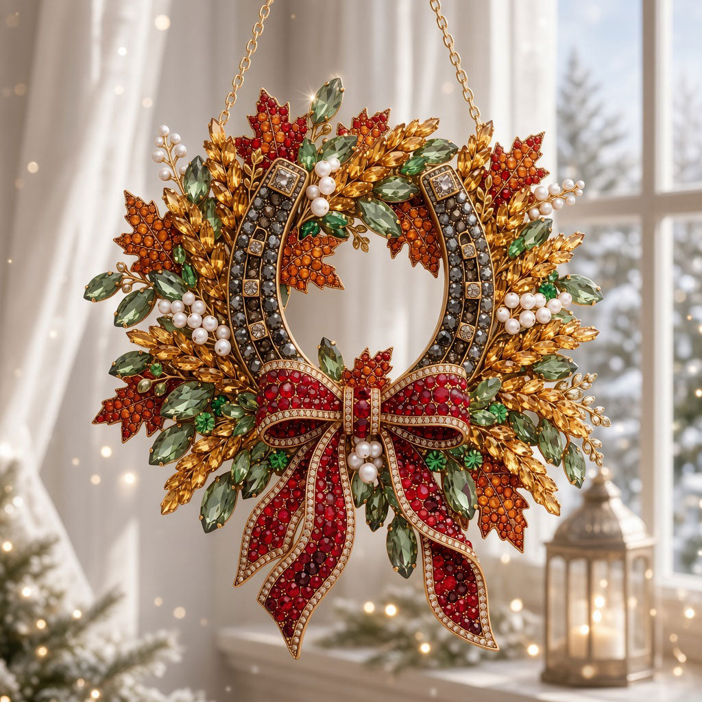 Autumn Horseshoe Wreath Diamond Art Hanging Ornament Kit