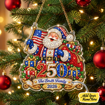 Personalized USA 250th Anniversary Santa Diamond Art Hanging Ornament Kit