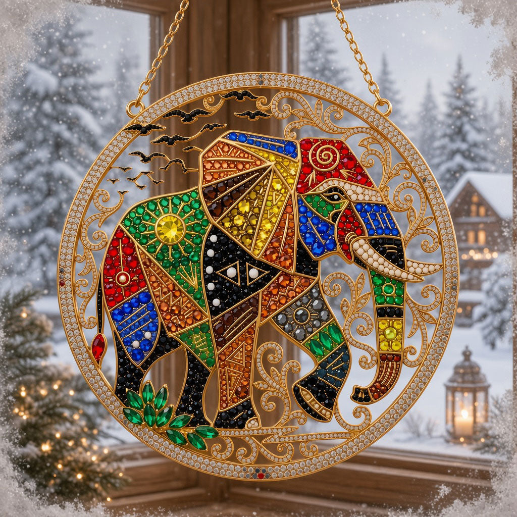 Colorful Boho Elephant Diamond Art Hanging Ornament Kit