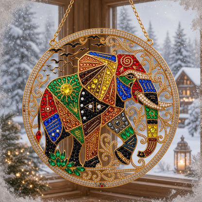 Colorful Boho Elephant Diamond Art Hanging Ornament Kit