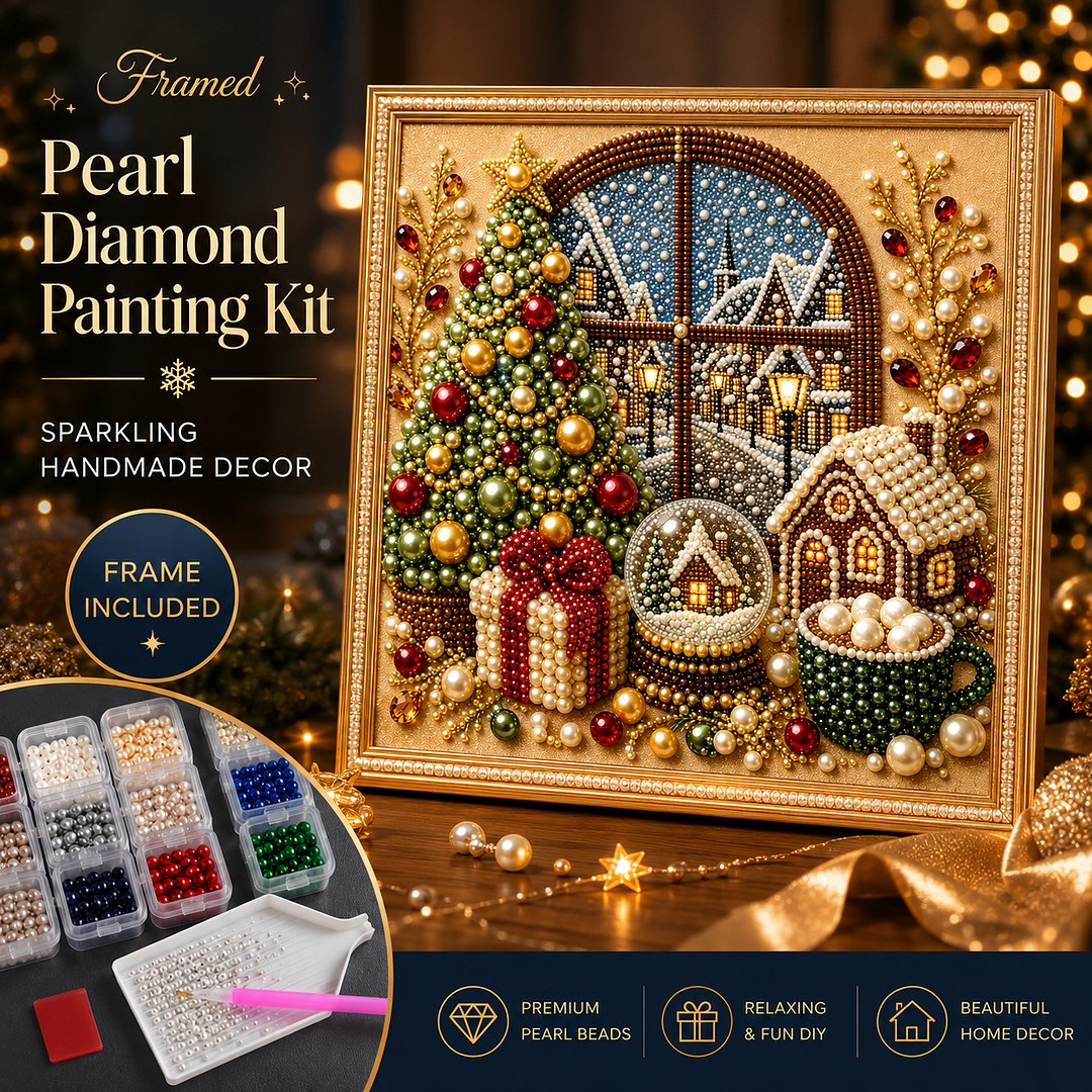 Winter Christmas Scene Pearl Diamond Painting Kit