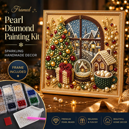 Winter Christmas Scene Pearl Diamond Painting Kit